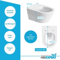 Geberit Duofix Vorwandelement mit Duravit WC spülrandlos mit Beschichtung + Drückerplatte, Komplett-Set mit Vorwandelement mit Duravit WC Delta 50 weiß mit Schallschutz ohne Bürstengarnitur