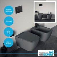 Ideal Standard Wandtiefspül-WC i.life B Randlos Grau mit Beschichtung, Sitz