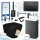 Gäste WC Bad-Set schwarz matt WC Unterschrank Armatur Grohe Accessoires Komplett-Set